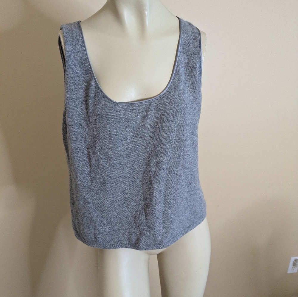 Lafayette 148 new york 100% Cashmere Gray Sleeveless Tank Top Women's XL